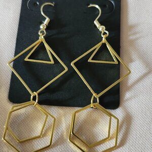 harp Angles and Honeycomb Hexagon Layered Earrings
